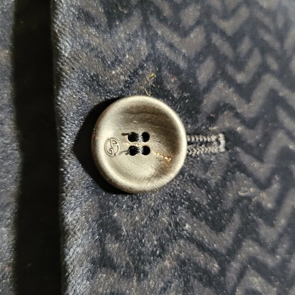 Giorgio Armani Midnight Blue Velvet Mandarin Collar Jacket, Size 44 - Picture 5 of 9